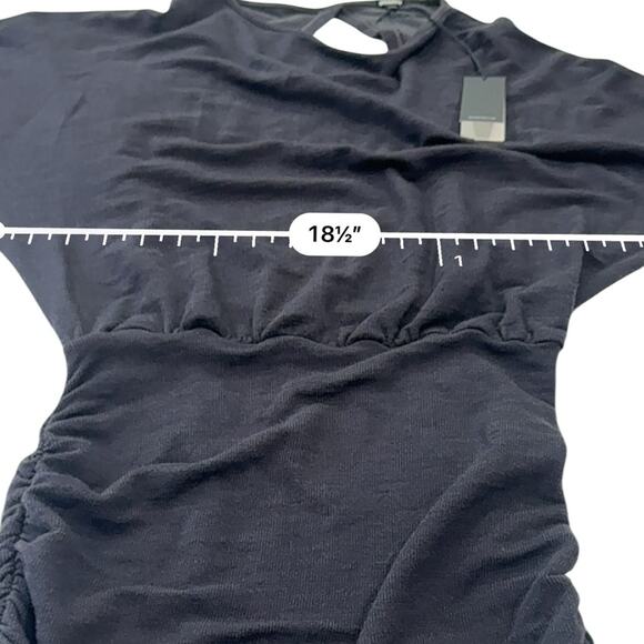 Monrow SUPER SOFT OPEN BACK SHIRRED DRESS BLACK Long Sleeve Size Small NEW - Picture 10 of 14